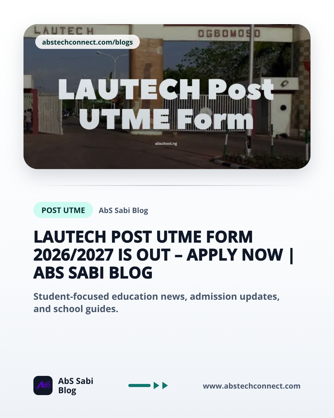 LAUTECH Post UTME Form 2026/2027 is Out – Apply Now
