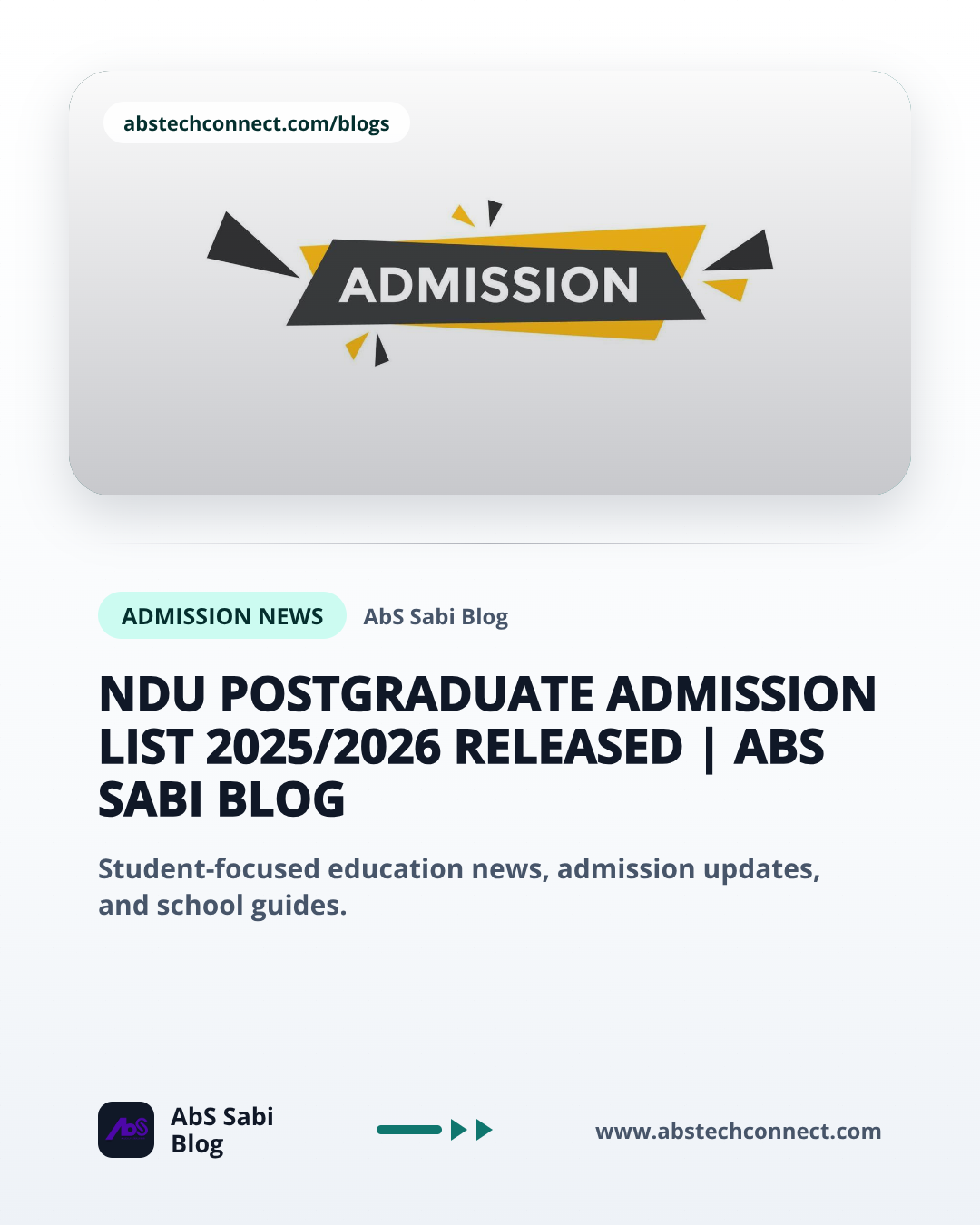 NDU Postgraduate Admission List 2025/2026 Released