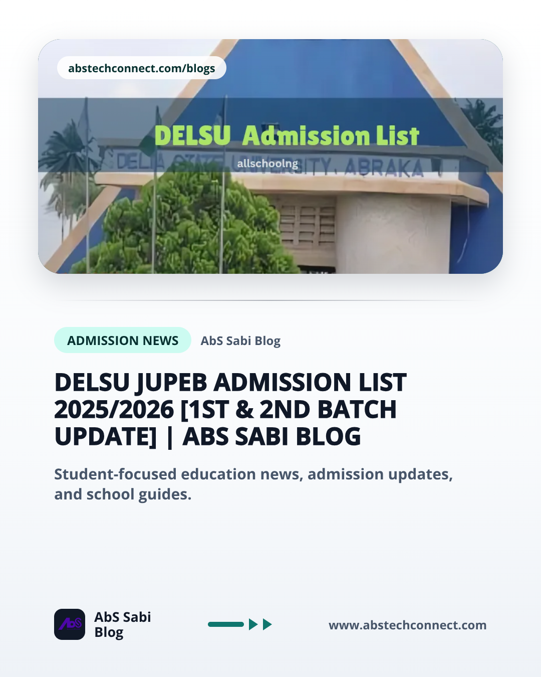 DELSU JUPEB Admission List 2025/2026 [1st & 2nd Batch Update]