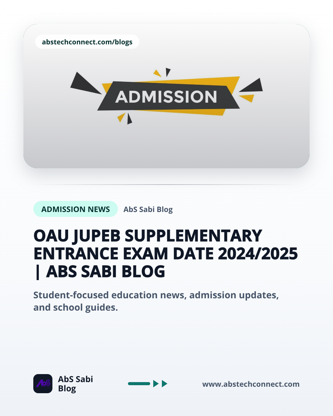 OAU JUPEB Supplementary Entrance Exam Date 2024/2025