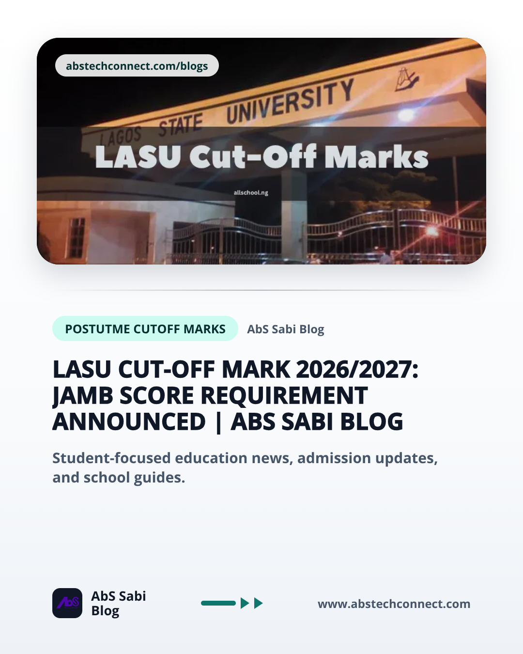 LASU Cut-Off Mark 2026/2027: JAMB Score Requirement Announced