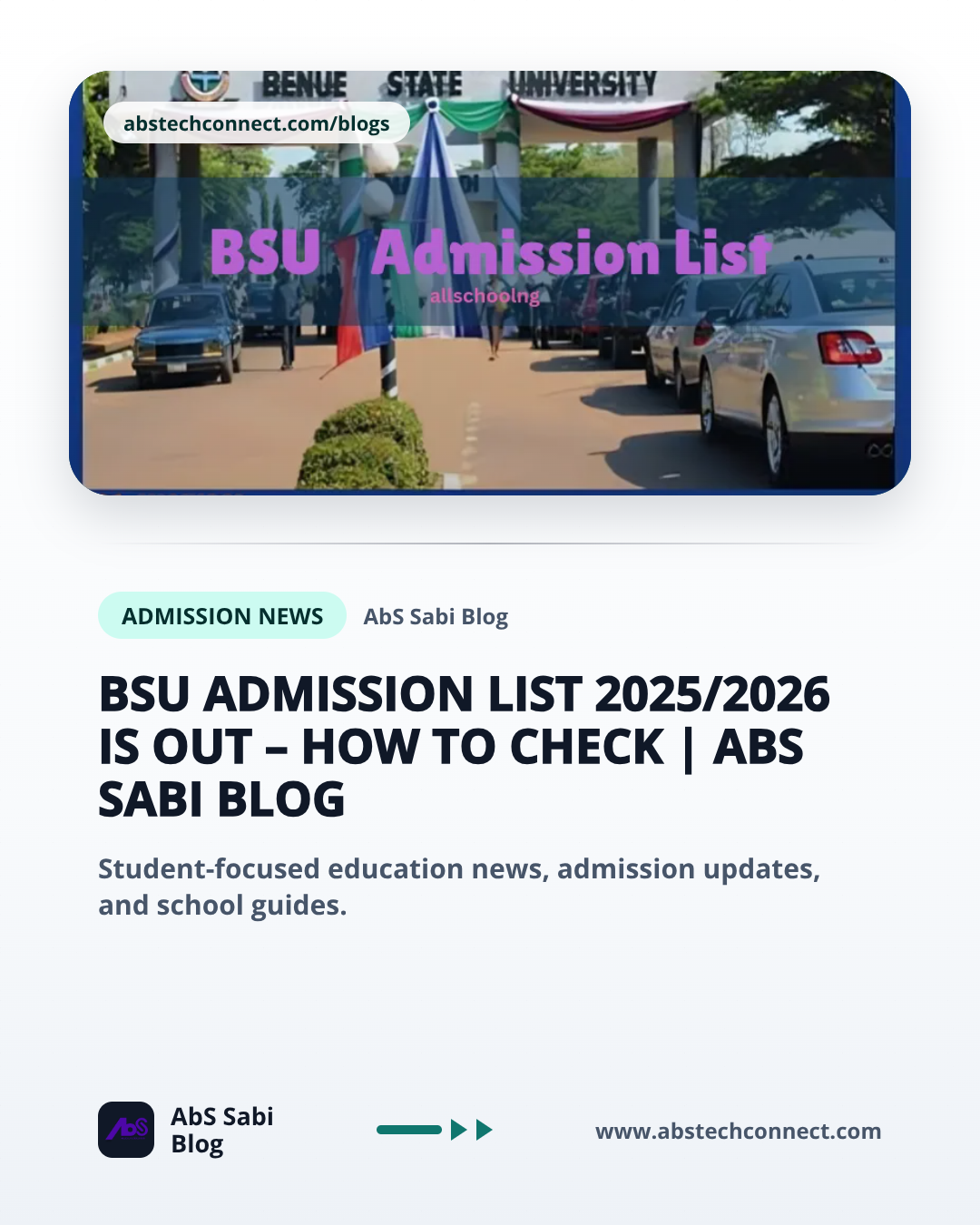 BSU Admission List 2025/2026 Is Out – How to Check