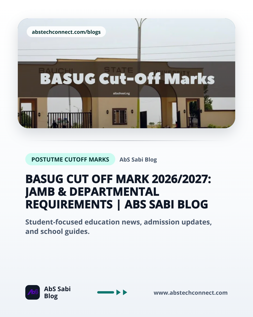 BASUG Cut Off Mark 2026/2027: JAMB & Departmental Requirements