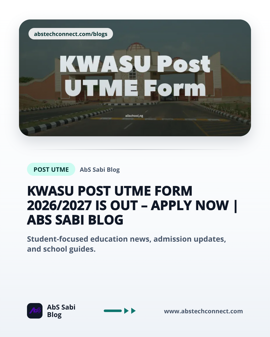 KWASU Post UTME Form 2026/2027 Is Out – Apply Now