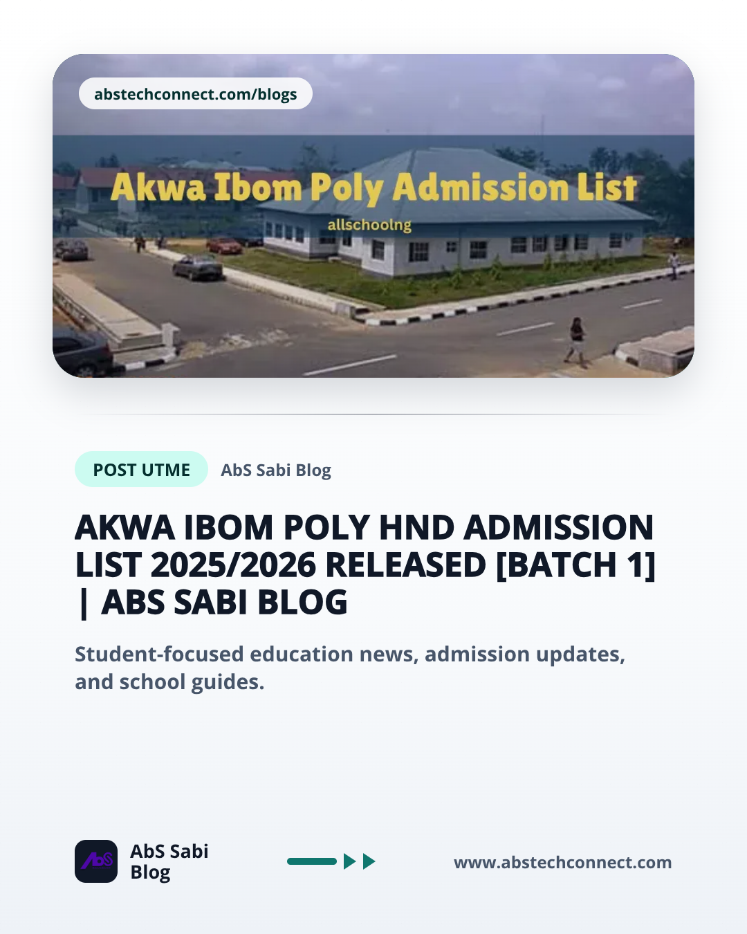 Akwa Ibom Poly HND Admission List 2025/2026 Released [Batch 1]