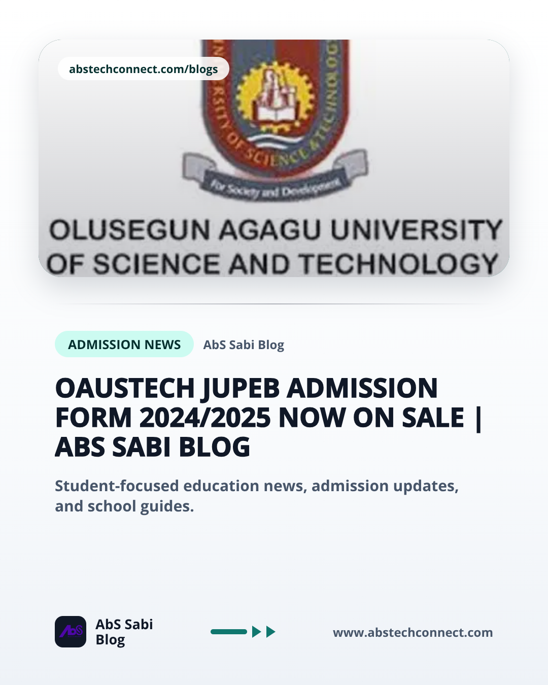 OAUSTECH JUPEB Admission Form 2024/2025 Now on Sale