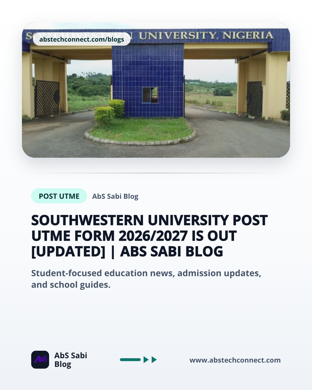 Southwestern University Post UTME Form 2026/2027 Is Out [Updated]