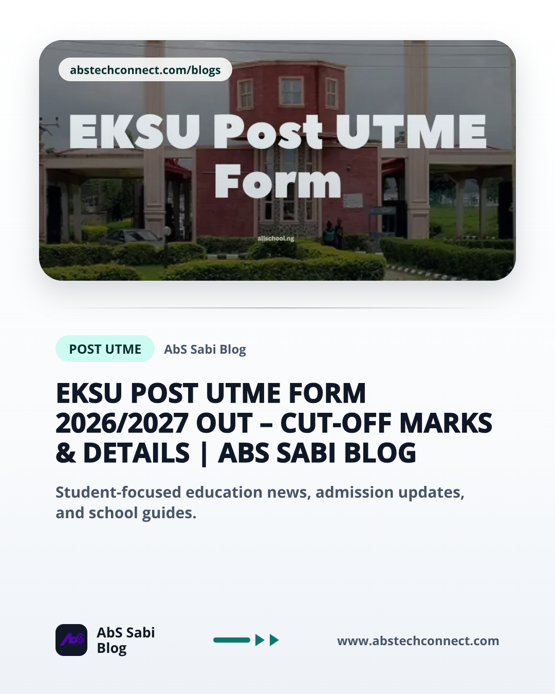 EKSU Post UTME Form 2026/2027 Out – Cut-Off Marks & Details