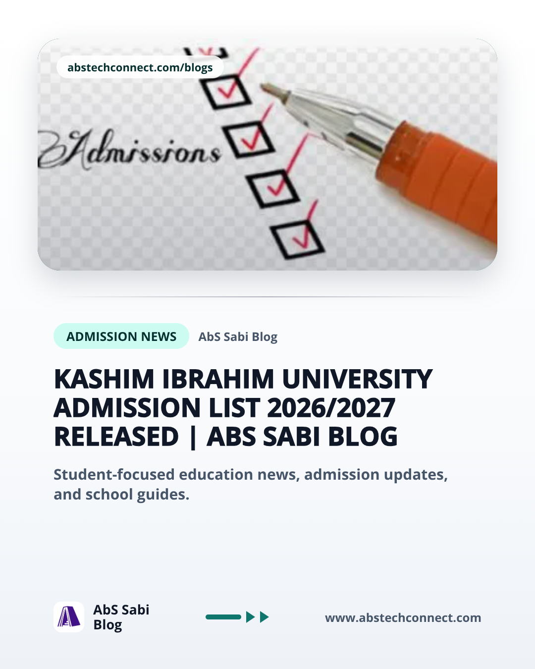 Al-Qalam University Admission List 2026/2027 Released | Blog | AbSApp