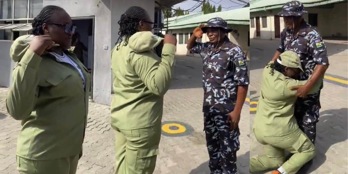 Heartwarming Moment NYSC Corps Members Salutes Her Police Officer Father Who Sponsored Her Education