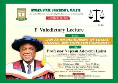 KWASU to Host Pivotal Valedictory Lecture: “Law as an Instrument of Social Change”