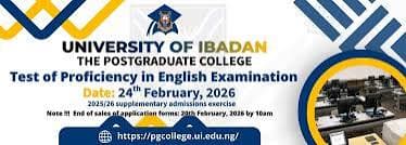 Essential Information for the UI Postgraduate College Test of Proficiency in English 2025/2026