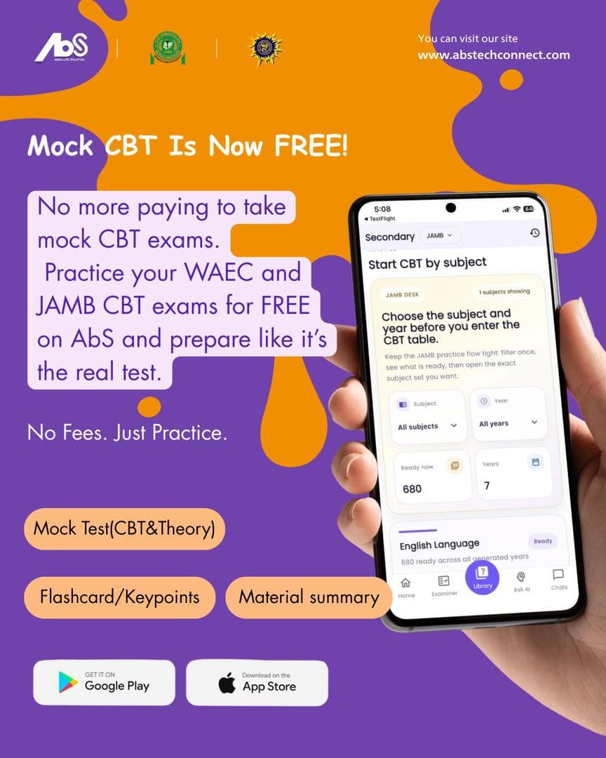 Free WAEC & JAMB Practice: Access CBT Mock Tests, Past Questions and Flashcards on AbS